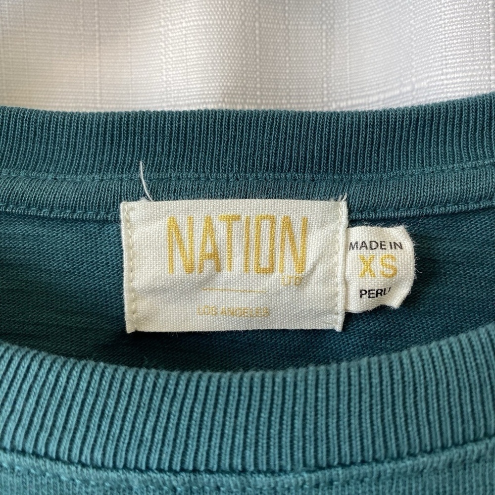 NATION LTD Women’s XS Green Sabine Balloon Puff Sleeve Casual Pullover Tee - Picture 4 of 12